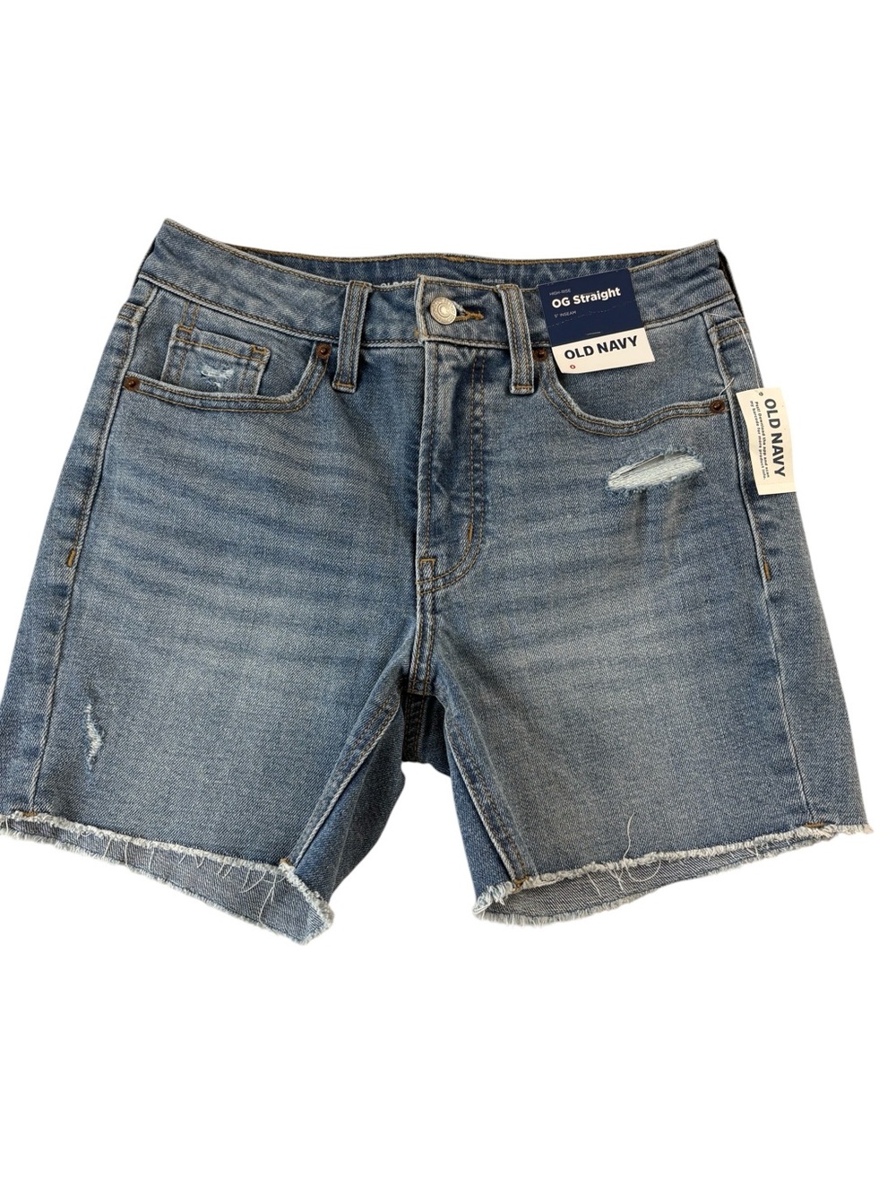 Old Navy Women’s Sz 0 Shorts Denim Blue Jean High Rise O.G. Straight Distressed